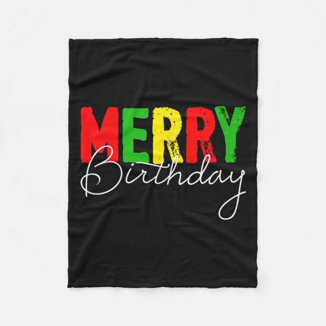 Merry Birthday, Born On Christmas Day  Fleecedecke (Vorderseite)