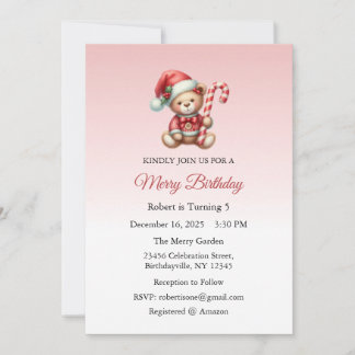 Merry Birthday, Christmas Birthday Invitation Einladung