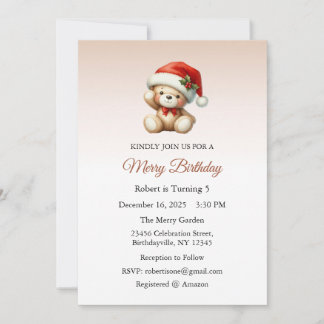 Merry Birthday, Christmas Birthday Invitation Einladung