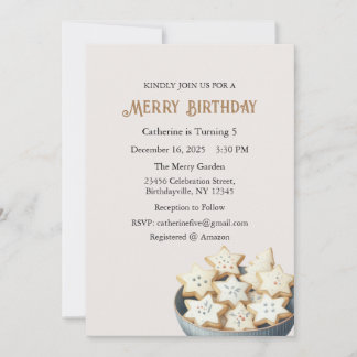 Merry Birthday Invitation, Christmas Birthday  Einladung