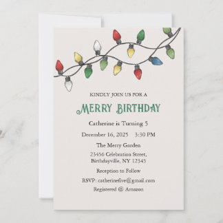 Merry Birthday Invitation, Christmas Birthday  Einladung