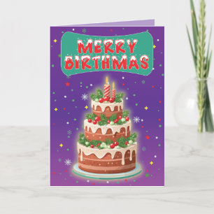 Merry Birthmas Weihnachten Geburtstagskarte Dankeskarte