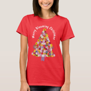 Merry Blooming Christmas Tree T - Shirt