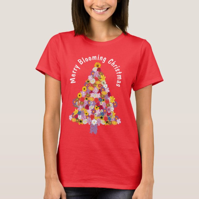 Merry Blooming Christmas Tree T - Shirt (Vorderseite)