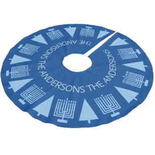 Merry Blue Intertrust Chrismukkah Niedlich Familie Polyester Weihnachtsbaumdecke