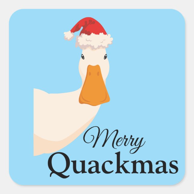 Merry Blue minimalistischer Weihnachts lustiger Ca Quadratischer Aufkleber (Vorderseite)