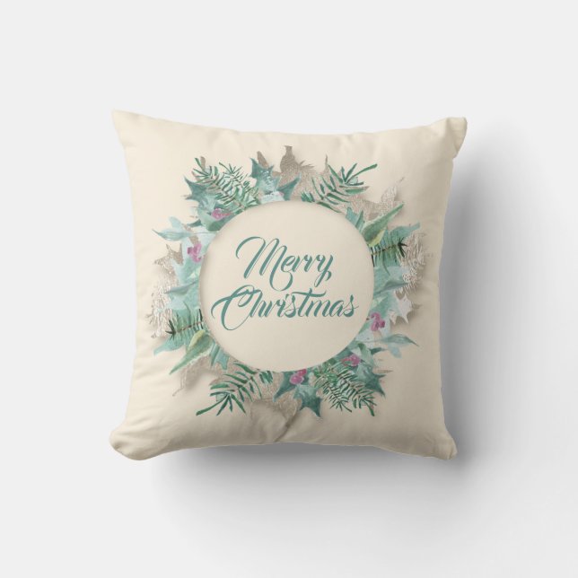 Merry Bly Weihnachtskranz Winterferien Minze Kissen (Vorderseite)