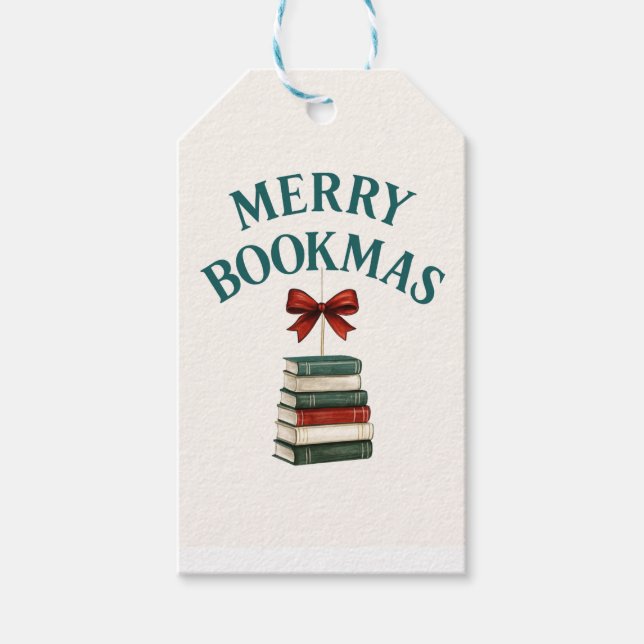 Merry Bookmas Christmas Vintage  Geschenkanhänger (Vorderseite)
