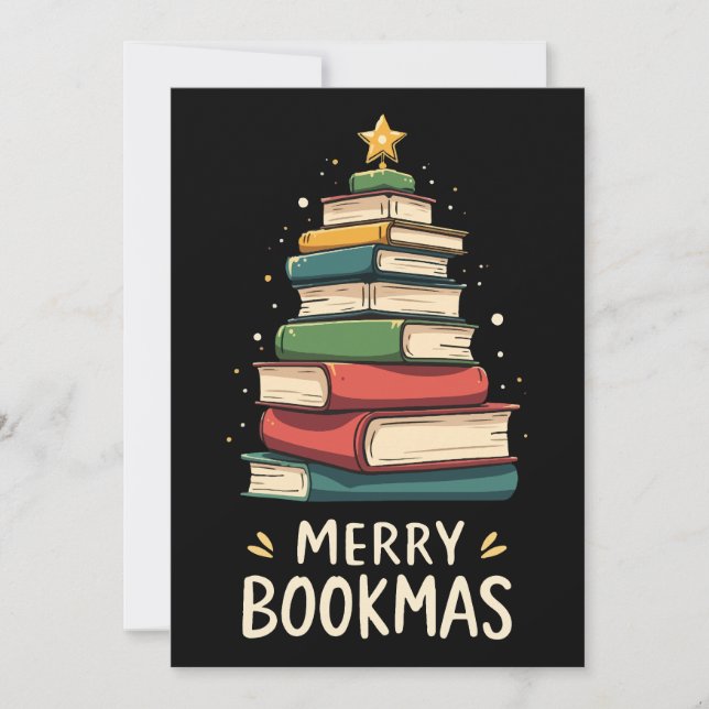 Merry Bookmas - Festlicher Buchstapel für Buchlieb Einladung (Vorderseite)
