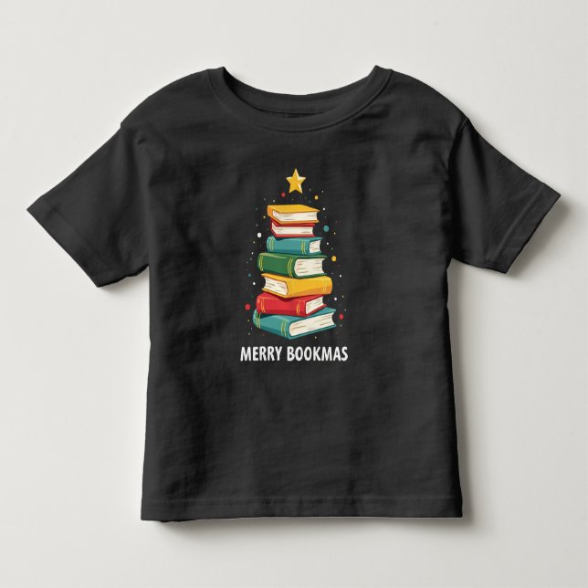 Merry Bookmas - Festlicher Buchstapel für Buchlieb Kleinkind T-shirt (Vorderseite)