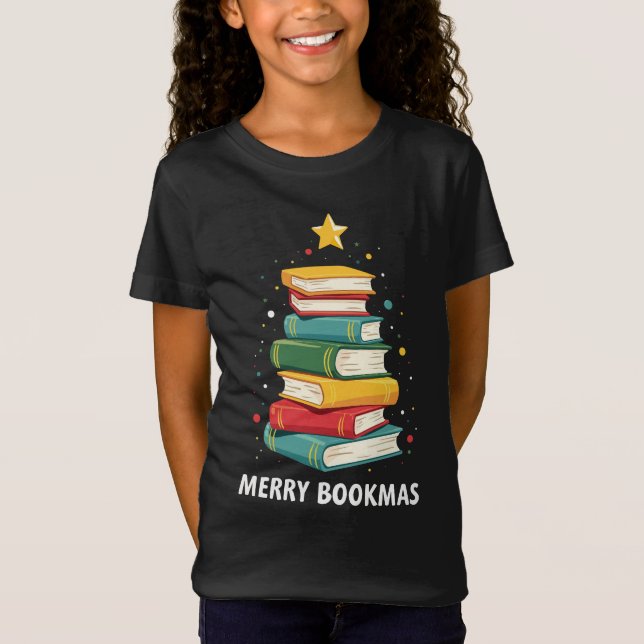 Merry Bookmas - Festlicher Buchstapel für Buchlieb T-Shirt (Vorderseite)