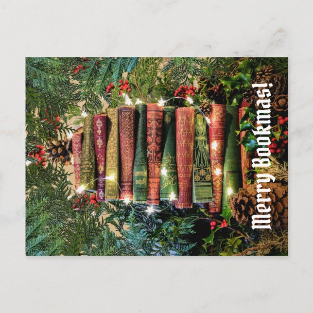 Merry Bookmas Postkarte (Vorderseite)