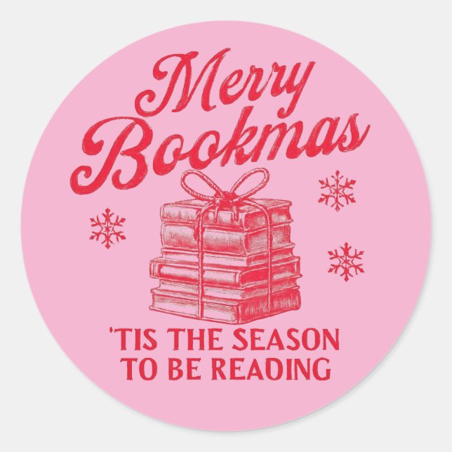 Merry Bookmas 'tis the season to be reading  Runder Aufkleber (Vorderseite)