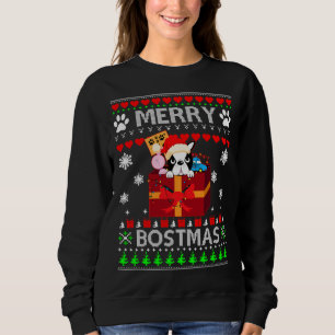 Merry Bostmas Boston Terrier Christmas Santa Ugly Sweatshirt