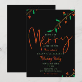 Merry Botanical Black Berry Branch Holiday Party Einladung