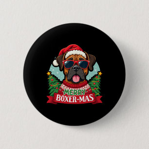 Merry Boxer-mas Niedlich Boxer Dog Weihnachten Button
