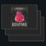 Merry Boxmas Ugly Christmas Sweater Boxing Liebhab Geschenkpapier Set<br><div class="desc">Weihnachten,  Weihnachten, Winter, lustig, hässlich, Pullover, Sport, Geschenk, Boxmas, Boxer</div>