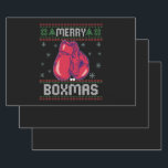 Merry Boxmas Ugly Christmas Sweater Boxing Liebhab Geschenkpapier Set<br><div class="desc">Weihnachten,  Weihnachten, Winter, lustig, hässlich, Pullover, Sport, Geschenk, Boxmas, Boxer</div>