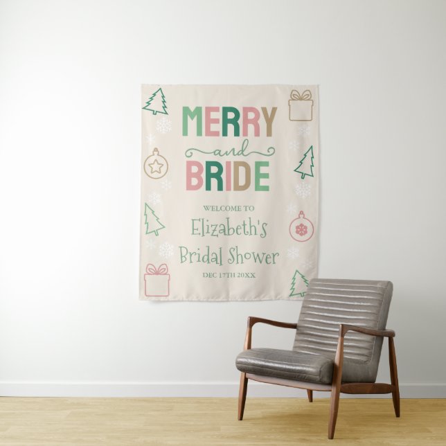 Merry & Bride Christmas Bridal Shower Wandteppich (Beispiel)