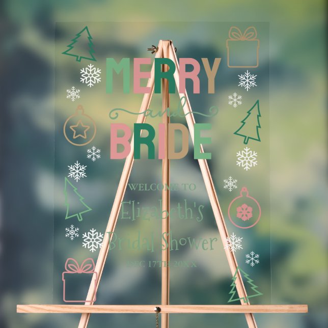 Merry & Bride Weihnachts-Brautparty Acrylschild (Neutral)