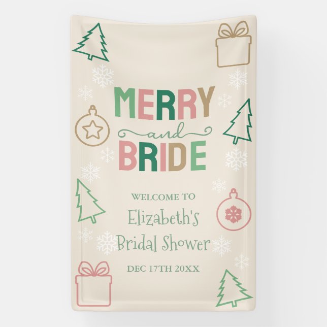 Merry & Bride Weihnachts-Brautparty Banner (Vertikal)