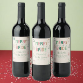 Merry & Bride Weihnachts-Brautparty Weinetikett