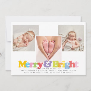 Merry Bright 3 Foto Holiday Birth Ankündigung