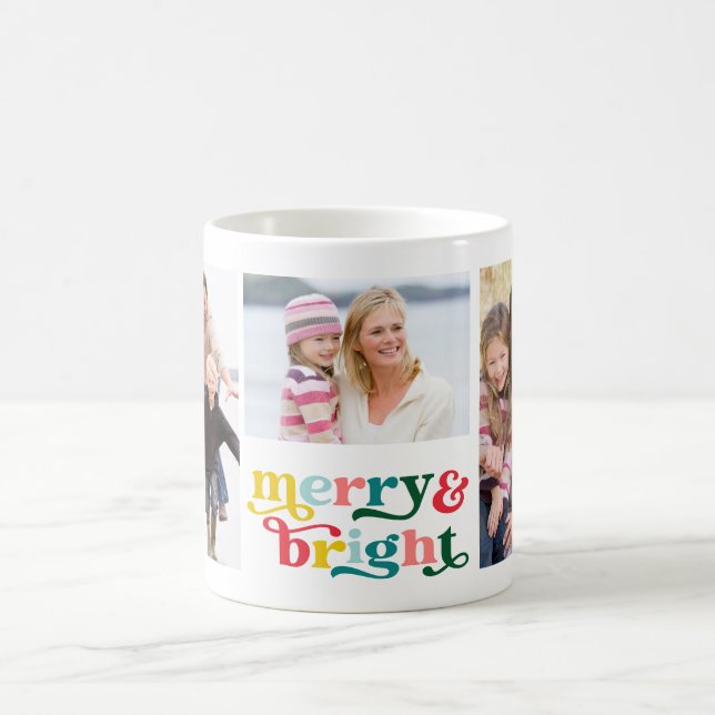 Merry & Bright Adorable Familienweihnachtsfest Fot Kaffeetasse (Mittel)