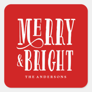 Merry & Bright   Aufkleber für Geschenktipps