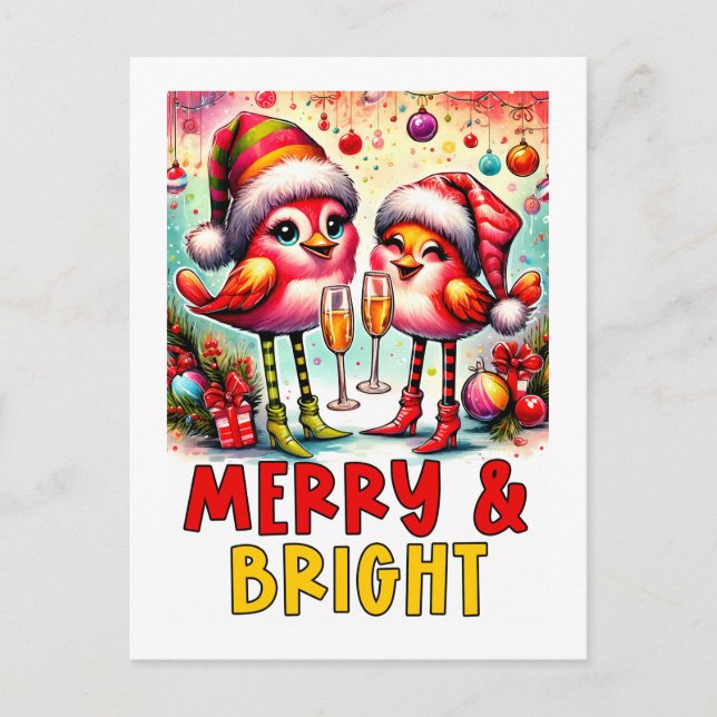 Merry & Bright Birds  Postkarte (Vorderseite)