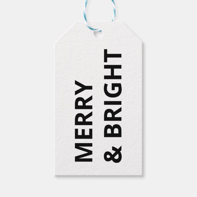 Merry & Bright Black and White Geschenkanhänger (Vorderseite)