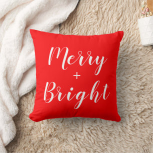 Merry + Bright Black Red Christmas Throw Kissen