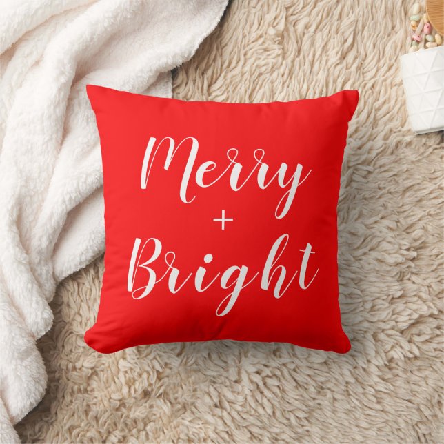 Merry + Bright Black Red Christmas Throw Kissen (Decke)