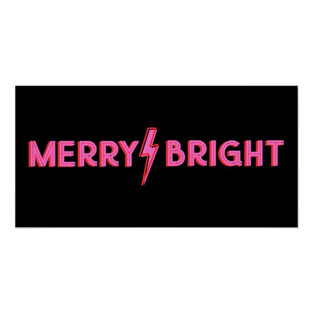 Merry & Bright Blittning Bolt Pink Weihnachten Poster (Vorderseite)