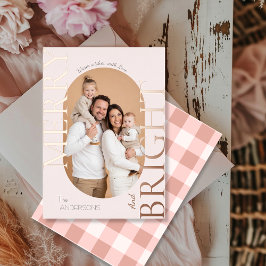 Merry & Bright Blush Rose Gold Script Folien Feiertagskarte