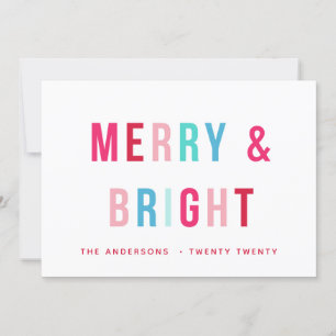 Merry & Bright Bold Letters Urlaubskarte Einladung