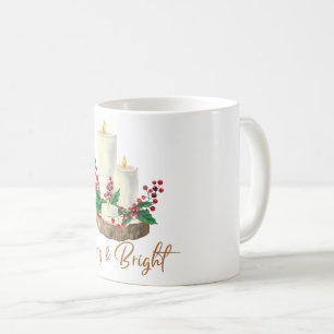 Merry & Bright Candle Holly Weihnachtskaffee Tasse