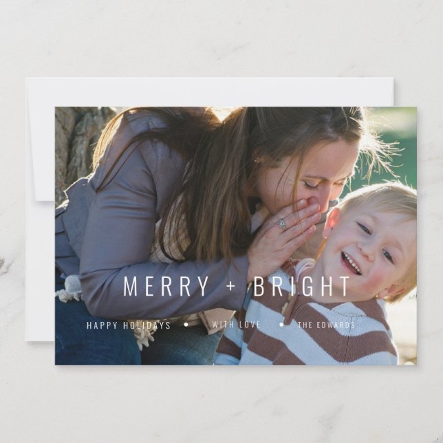 Merry & Bright : Carte photo moderne tendance de N (Devant)
