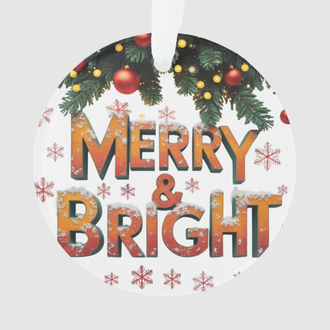 Merry & Bright Christmas Acrylic Circle Ornament (Vorderseite)