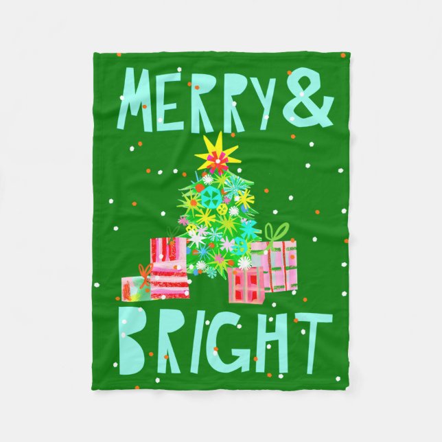 Merry & Bright Christmas Baum Fleecedecke (Vorderseite)