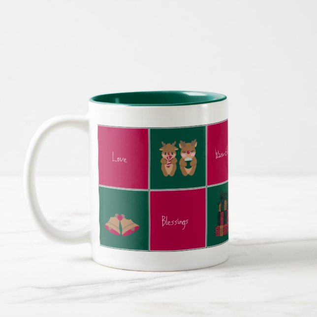 Merry & Bright Christmas Coffee Mug Zweifarbige Tasse (Links)