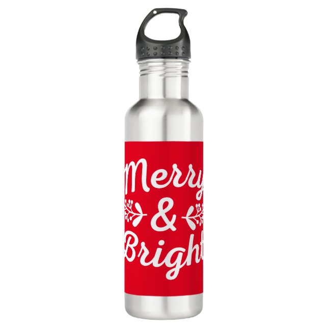 Merry & Bright Christmas Edelstahlflasche (Vorderseite)
