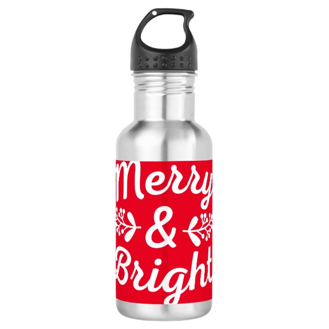 Merry & Bright Christmas Edelstahlflasche (Vorderseite)