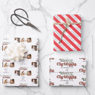 Merry Bright Christmas Foto Candy Cane Red White Geschenkpapier Set