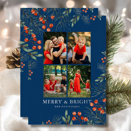 Merry & Bright Christmas Foto Collage Bloral Folien Feiertagskarte