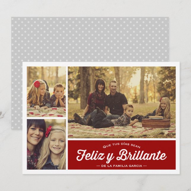 Merry & Bright Christmas Gruß Feiertagskarte (Vorne/Hinten)