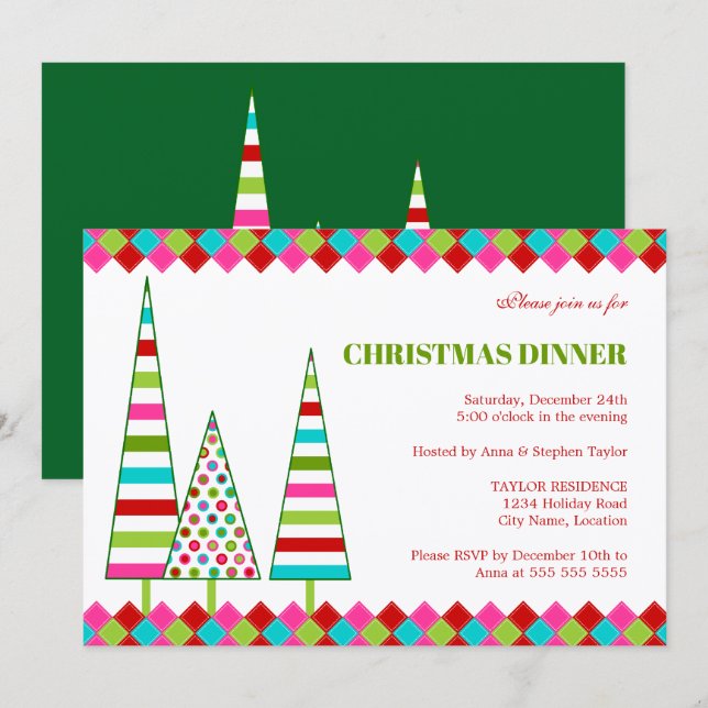 Merry & Bright Christmas Holiday Invitation Einladung (Vorne/Hinten)