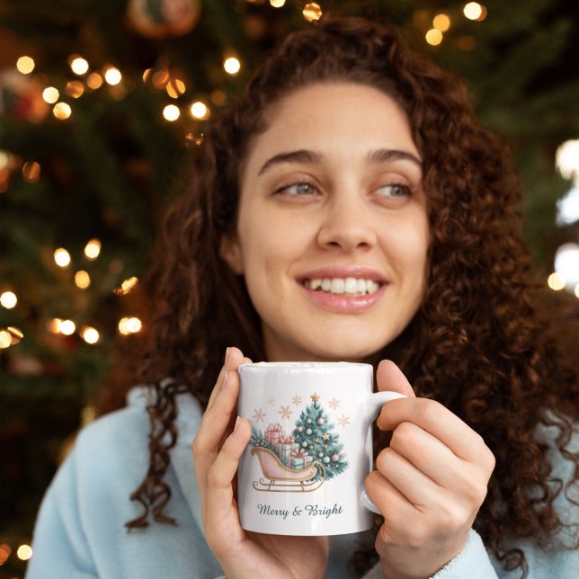 Merry & Bright Christmas Holiday Kaffeetasse (Von Creator hochgeladen)