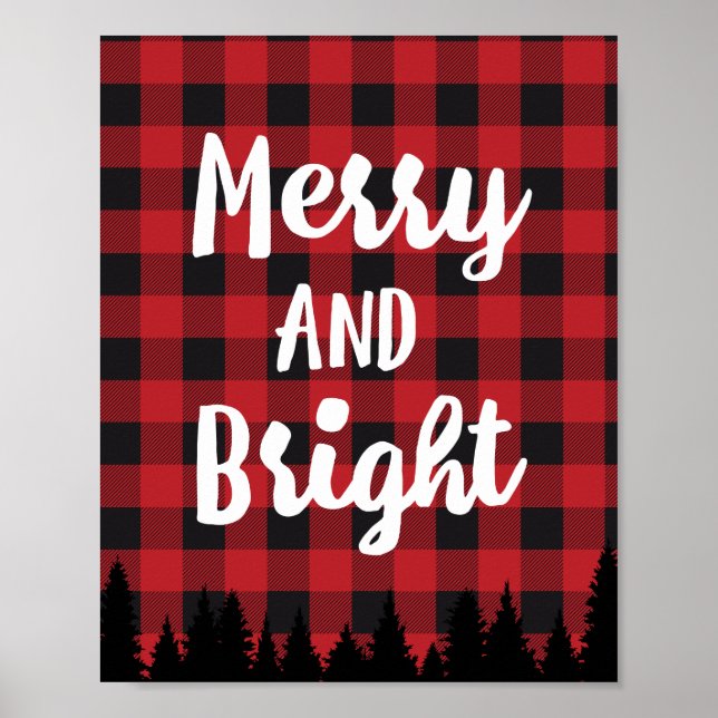 Merry & Bright Christmas/Holiday Wall Print Poster (Vorne)