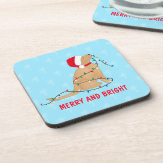 Merry Bright Christmas Lights Dog Coaster Set Getränkeuntersetzer